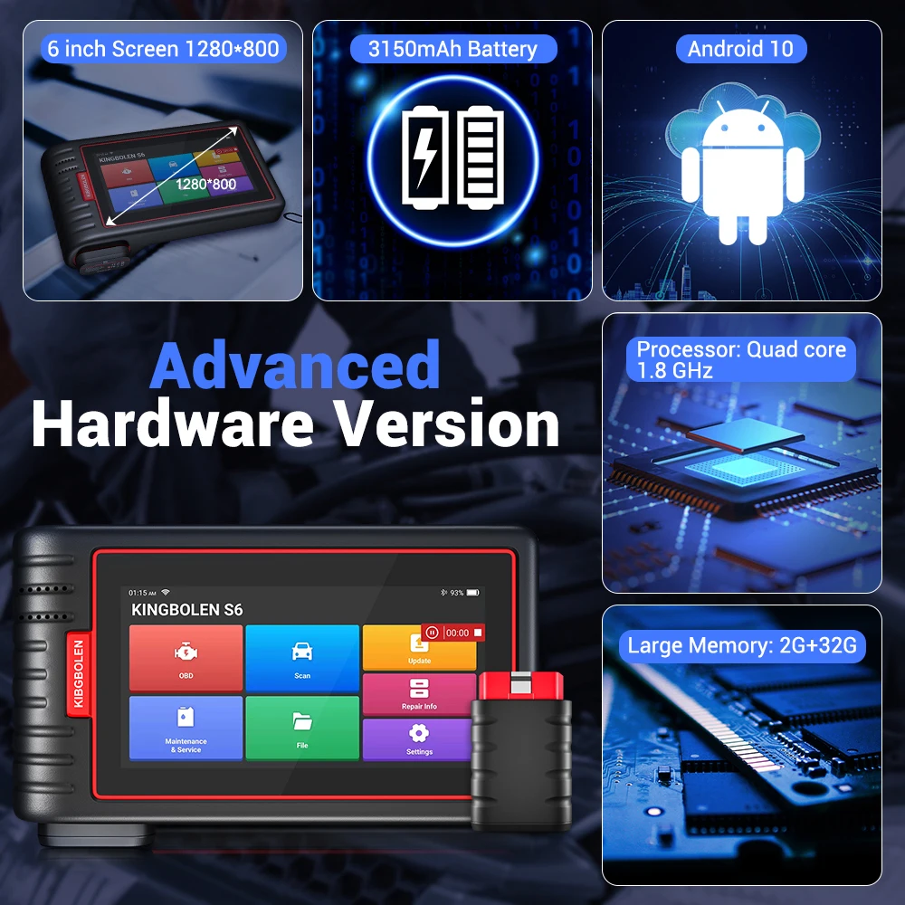 Kingbolen S6 OBD2 Automotive Scanner Bluetooth Car Diagnostic Tool As ThinkCar ThinkScan Max Lifetime Free Update