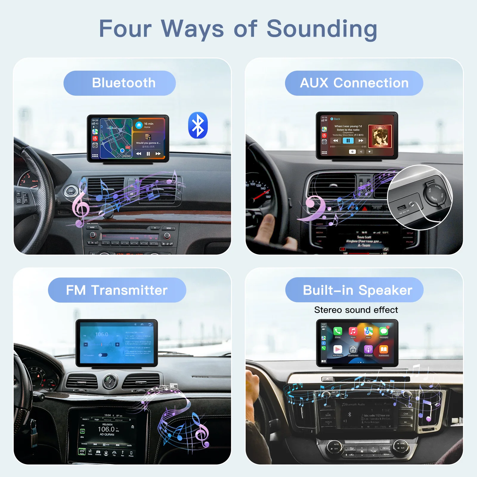 CARABC Wireless Carplay Universal 7 Inch Carplay Screen Portable Display Car Radio Player Smart Screen Carplay