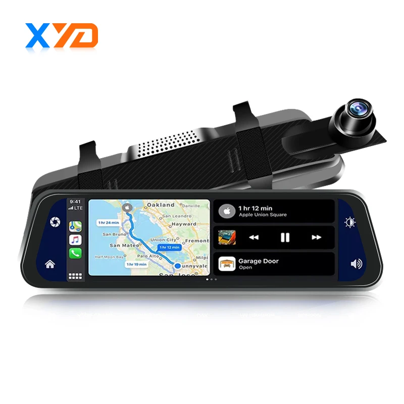 10 Inches Car DVR WIFI Wireless Carplay Android Auto Dual Lens Full Touch Screen Video Recorder Car Rearview Mirror Dashcam