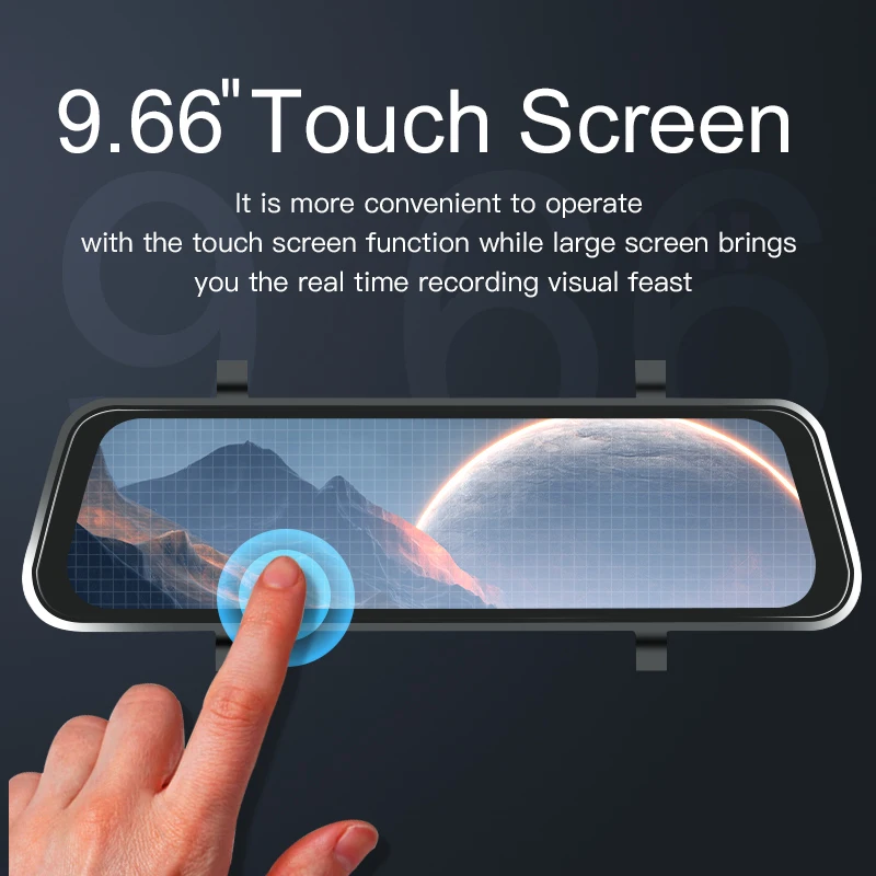 10 Inches Car DVR WIFI Wireless Carplay Android Auto Dual Lens Full Touch Screen Video Recorder Car Rearview Mirror Dashcam