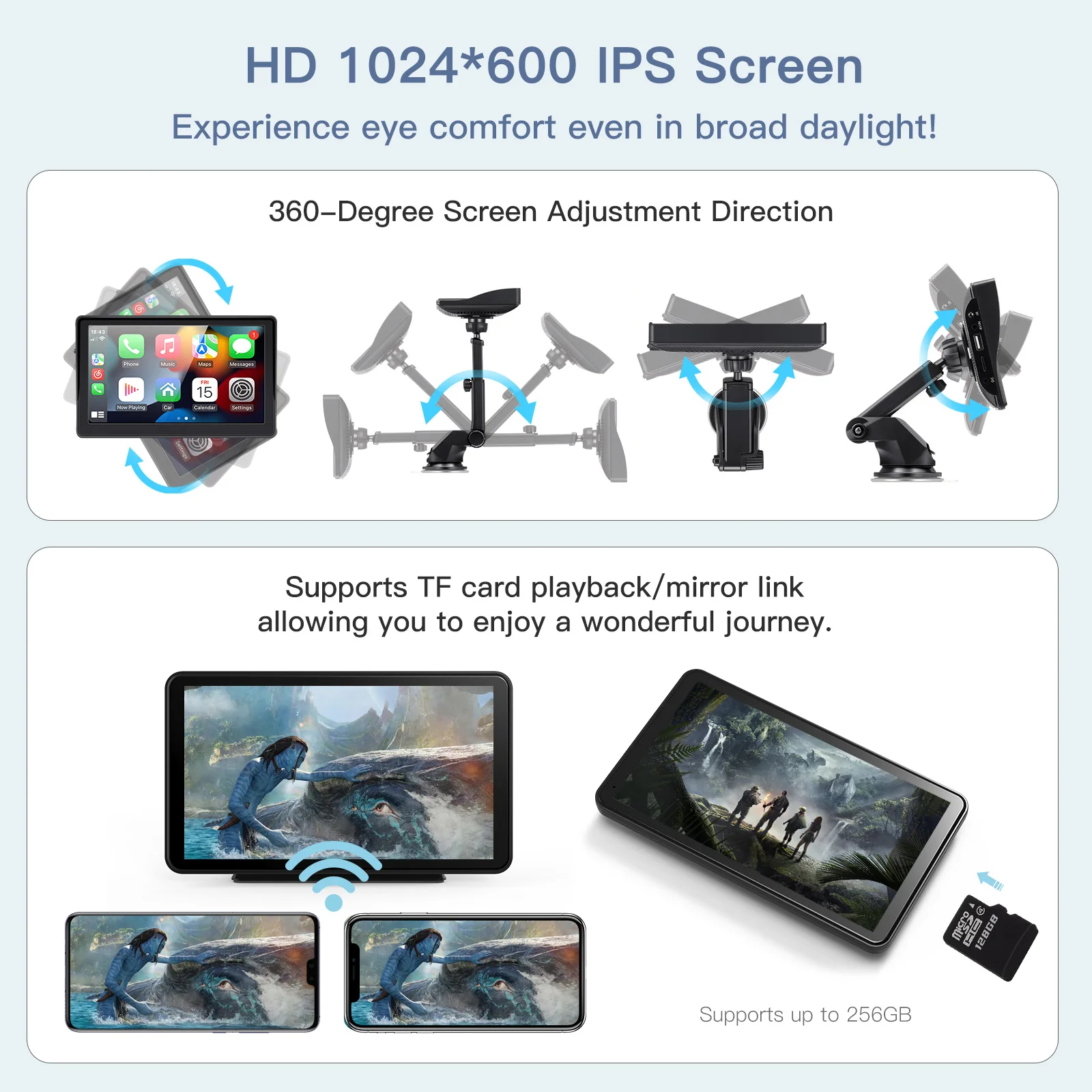 CARABC Wireless Carplay Universal 7 Inch Carplay Screen Portable Display Car Radio Player Smart Screen Carplay