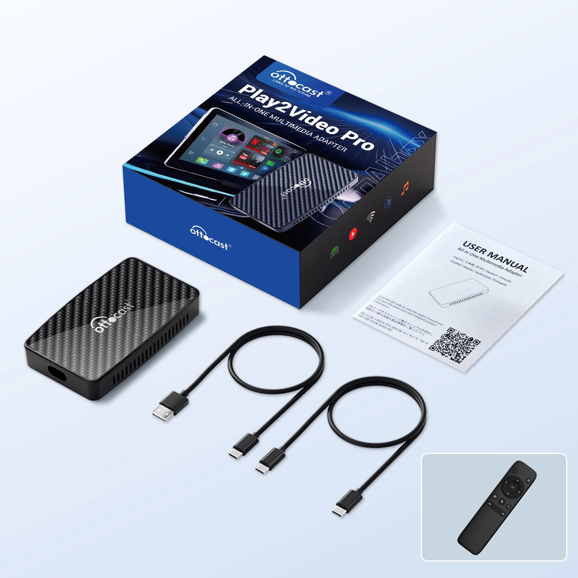 OTTOCAST Play2Video Pro Wireless CarPlay Android Auto Adapter for Youtube for Netflix for IP TV Car Accessories for Kia Toyota